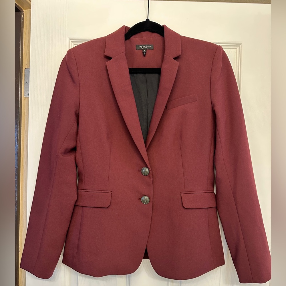 ✨ rag & bone - Tailored Burgundy Blazer with Lined Sleeves ✨